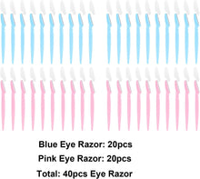 40 Pcs Eyebrow Razor Laicky Eye Brow Trimmer Shaver Facial Face Hair Remover Exfoliating Dermaplaning Tool Kit Stainless Steel Blades with Cap Eyebrow Shaper for Women Men Makeup (Pink Blue)