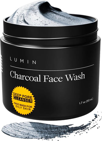 Lumin Mens No-Nonsense Charcoal Cleanser/FaceWash (1.7oz.): Unclog Pores of Oil, Dirt and Pollution - Experience a Smooth and Fresh Face-Korean Made Grooming for the Modern Man - Reach Your Best Look