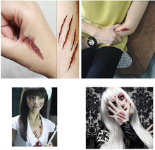 10 x Halloween Zombie Scars Tattoos Stickers with Fake Scab Blood Special Fx Costume Makeup Props