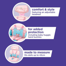 Casdon Baby Huggles Toys. Pink Booster Seat. Car Seat For Dolls with Adjustable Headrest and Buckles. Fits Dolls Sizes Up to 35cm. Suitable for Preschool Toys. Playset for Children Aged 3+