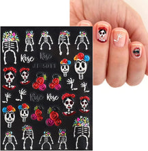 3D Embossed Halloween Nail Art Stickers Decals 4 Sheets 5D Self-Adhesive Ghost Bride Bridegroom Girls Nail Supplies Nail Art Design Decoration Accessories