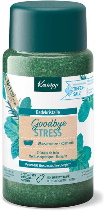 Kneipp Luisenhall Saline Bath Crystals Goodbye Stress - Natural Deep Salt with Natural Essential Rosemary Oil & Watermint Extract - Transforms Stress into Positive Energy - 600 g