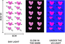 180+Valentines Gifts for Kids Her Neon Temporary Tattoo-Glow in the Dark Neon Temporary Tattoo, UV Blacklight Neon Glow Fake Tattoos Rave Festival Accessories for Valentines Day Women Party Supplies