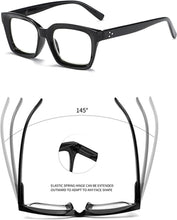 Hubeye 2 Pairs Retro Oversized Large Frame Reading Glasses for Women Men Black Square Fashion Oprah Style Blue Light Blocking Computer Reader +2.0