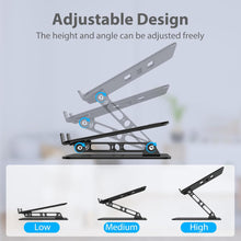 Nayka Adjustable Laptop Stand for Desk, Metal Foldable Laptop Riser, Portable Laptop Holder Mount, Ventilated Cooling Computer Notebook Stand Compatible with 10-15.6 Laptops