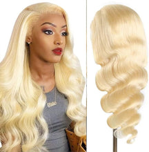 613 4X4 Human Hair Wigs With Baby Hair Blonde Human Hair Wig Body Wave Pre Plucked 130% Density Brazilian Remy Virgin Hair Natural Hairline For Black Women 18 inch