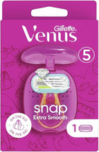 Gillette Venus Extra Smooth Snap Women's Razor with 1 Razor Blade, 5 Blades for a Super Close Shave and a Mini Handpiece for Travel, Current Version