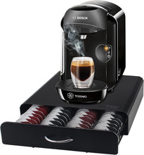 Ever Rich  Tassimo Pod Holder  64pcs  T-Disc Coffee Capsules  Bosch Tassimo Stand & Pod Storage Drawer  Anti-Vibration Design I Comes With a Micro Fiber Cleaning Cloth (Metal/Black) (64)