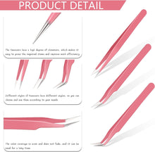 3 Pieces Pink Eyelash Extension Tweezers Set Stainless Steel Straight and Curved Tip Tweezers Metal Eyelash Tweezers False Lash Application Tool for Eyelash Extensions Individual Women Girls