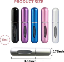 KUAIQI Perfume Atomiser, 5 x 5 ml Refillable Empty Travel Perfume Atomiser, Refillable Perfume Bottles, Mini Portable Spray Bottle, for Handbag, Travel, Holidays