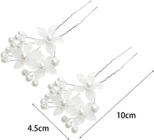 Bridal Wedding Hair Pins, Sparkly Pearl Flower Hair Pins Bride Hairpieces Elegant Gorgeous Hair Clips Decorative Hair Accessories for Women Girls (white flower, 24Y1)