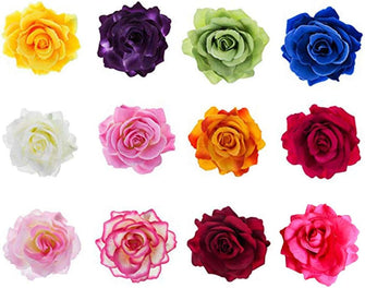 12pcs Rose Flower Hairpin,Flower Hairpin,Multicolor Rose Hair Barrette Accessories for Women Girls Party Beach Wedding