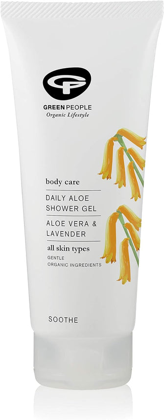 Green People Daily Aloe Shower Gel 200ml Natural & Organic Aloe Vera Body Wash  Eczema-Friendly Ultra-Gentle Shower Wash/Bubble Bath  SLS Free & Scented with Organic Lavender  Cruelty Free & Vegan