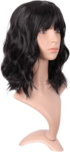 MapofBeauty 14 Inch/35cm Fresh Flat Bangs Short Curly Hair Ordinary Wig (Black)