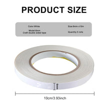 3 Rolls Double Sided Adhesive Clear Sticky Tape,Adhensive Sticky Tapes,Double Sided Tape Adhensive Sticky Tapes for Craft, DIY, Scrapbooking and Card Making, Arts, Rubber Stamps(6mm wide 15m long)