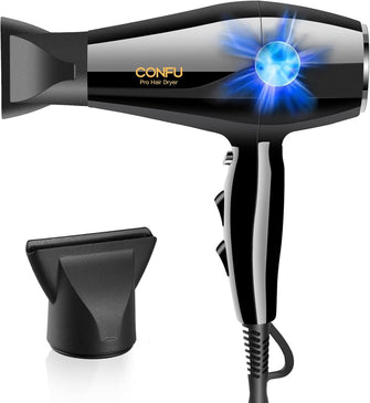 Hair Dryer, 2300W Professional Powerful Hairdryer, AC Motor Ionic Blow Dryer with Adjustable 2 Speed, 3 Heat Settings, 5 Mins Fast Drying,with 2 Concentrator, for Women&MenCONFU