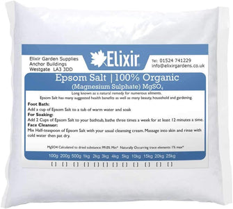 Elixir Gardens 100% BP FCC Food Medical Grade Organic Epsom Salts Various Sizes 200g-25kg  20kg