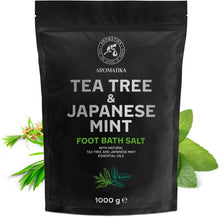 Foot Bath Salt with Tea Tree and Japanese Mint Essential Oils - 1kg /1000g - Natural Sea Salt Foot Bath - Foot & Nail Soak - Pedicure Foot Soak - Foot Care - Foot Odor - Aromatherapy Bath Salts