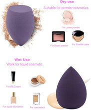 Mocarheri Makeup Sponge 4Pcs & Foundation Brushes 1Pcs, Soft Sponge For Liquid Foundation, Creams, and PowdersLatex Free Wet and Dry Makeup Sponge (Purple Series)