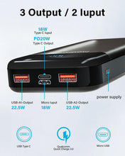 Power Bank 27,000mAh, PD3.0 QC4.0 22.5W Fast Charging PD20W USB C PowerBank Portable Charger With LCD Display 3 Outputs & 2 Inputs for Smartphones Tablets and More