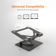 GRIFEMA Laptop Stand for Desk, Foldable Laptop Riser with 360 Swivel Base, Adjustable Height & Angle, Ventilated Computer Stand Compatible with MacBook Air/Pro, Dell, and 11-17.3" Laptops - Black