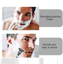 Manual Shaver, Professional Barber Beard Razor with 12PCS Razor Blades, Double Lubrication Strip Elastic Sensor Men Blade for Home