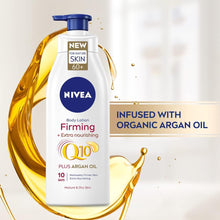 NIVEA Firming Body Lotion Q10 + Argan Oil (400 ml), Nourishing Firming Cream with Q10 and Argan Oil, NIVEA Moisturising Cream for Firm Skin