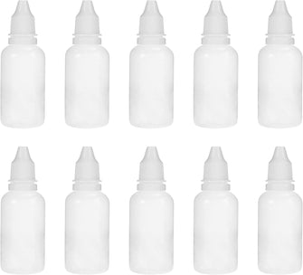 JJPRIME 10pcs Empty Plastic Squeezable Dropper Bottle  Water Liquid Eye Drops  Squeezy Bottles  Refillable Bottles Containers Portable Travel Set (50ml/1.7oz), White