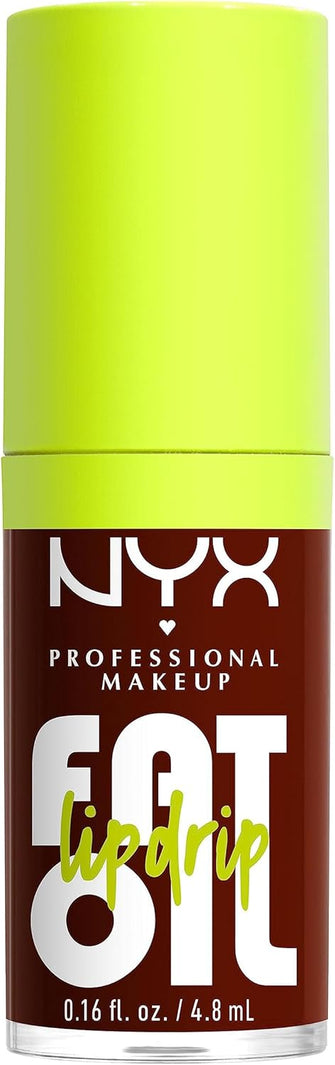 NYX Professional Makeup Lip Gloss, High Shine, Non-Sticky FInish, 12 Hours Hydrating, Fat Applicator, With Squalane, Raspberry and Cloudberry Oils, Fat Oil Lip Drip, Shade: Status Update