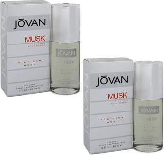 Jovan Platinum Musk Mens Gents Cologne Spray 88 ml 2 Pack