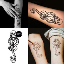 10 Pcs Magic Mantra Snake Skull Dark Mark Death Eater Temporary Halloween Cosplay Tattoo Accessories