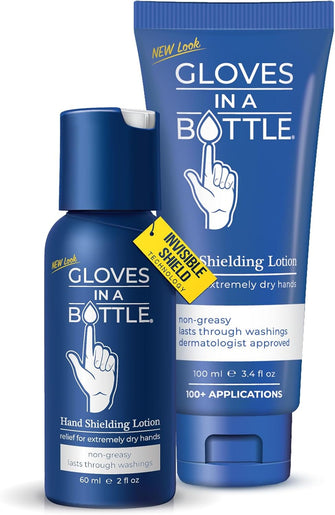 Gloves In A Bottle Shielding Lotion 100ml tube and 60ml bottle.Non greasy and fragrance free.Great for dry hands and feet!