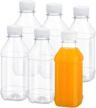 FRIUSATE 6 Pcs 7.8oz/230ml Juice Bottles Square Shot Bottles with Lids Plastic Leak-Proof Drink Bottles Reusable Shot Bottles for Smoothie Juice Beer Milk