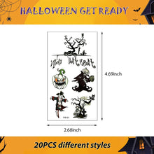 20 Sheets Halloween Temporary Tattoos for Kids, Waterproof Glow in The Dark Childrens Pumpkin Bats Witch Monster Tattoo Stickers for Girls Boys Halloween Party Favors Supplies