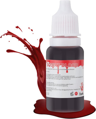 Mysense Dripping Fake Blood Makeup (0.35 oz),Easy Dry Flow Washable Fake Blood for Eyes Drips Nose Bleeds Scar Wounds,Halloween Blood for Cosplay SFX Zombie Vampire Makeup,Dark