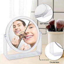 DOZTI Magnifying Makeup Mirror Two Sided bathroom shaving Mirror 360 Rotating Table vanity cosmetic dressing table circle mirror for styling hair beauty or plucking eyebrow