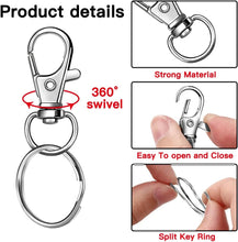 JOISHOP 275pcs Keyring Clip with Key Rings, Metal Lanyard Keychain Clip Hooks Swivel Lobster Clasp Keyring with Split Key Ring Hoop for Keys Bags Jewellery Making Hanging Crafts