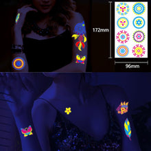 10 Sheets Neon Temporary Tattoos,UV Blacklight Neon Glow Fake Tattoos,Glitter Body Face Fake Waterproof Tattoo Stickers Rave Festival Accessories for Women Party Supplies