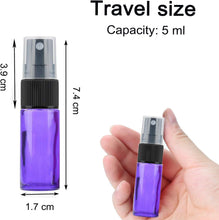 JamHooDirect 8Pcs 5ml Empty Glass Spray Bottles with Black Fine Mist Sprayers,Travel Perfume Atomiser Refillable Mini Portable Container Include 2 Droppers for Essential Oils or Night Out Fragrance