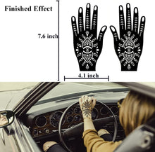 14 Pieces Hand Shape Temporary Tattoo Stencil kit, Indian Arabian Self Adhesive Reusable Glitter Tattoo Templates Tattoo Sticker for Women Girls