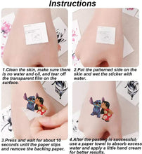 4 Sheets lilo and stitch Temporary Tattoos, Birthday Party Supplies Anime Cartoon Fake Tattoos Stickers Party Favors for Kids Boys Girls Birthday Decorations Party Game Rewards Stickers