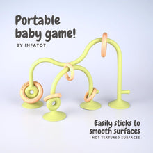 Infatot Teething Suction Toy - Baby Teether & Sensory Toy 6M+ - Wood & Silicone Baby Toys - Baby High Chair Toys, Wooden Baby Toys for Early Development, Baby Gifts for Boys & Girls, Newborns - Olive