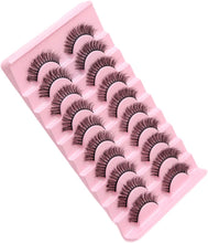 JEEZ Eyelashes Fluffy Wispy Curly 3D Fake Lashes Natural Volume Strip Fake Eye Lashes 10 Pairs Pack 15MM