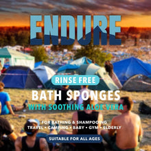 Endure Rinse Free bath sponge Wipes - Body Wash Wipes for Adults Bathing - Travel Body Wipes Perfect for Camping, Festivals, and Travel - Sponge Wipes (25 Sponges Per Pack). Just add water.