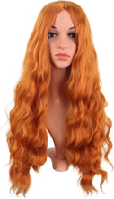 MapofBeauty 28 Inch/70 cm Long Wavy Middle Part with No Bangs Synthetic Fiber Curly Fashion Women Party Cosplay Wig (Orange)