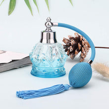 Glass Perfume Bottle Refillable Empty Spray Bottle Vintage Style Perfume Bottle with Tassel 80ml Blue