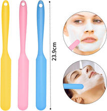 KIPTVO 3PCS Wax Spatulas Non-Stick Cosmetic Mixing Scoop Spoon Wax Spatulas Silicone Spatula Reusable Hair Removal Sticks Salon Home ScraperYellow, Pink, Blue