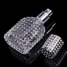 JUN-H 2 Pieces Perfume Bottle Atomizer Crystal Translucent Glass Art Empty Oval Pineapple Perfume Bottle Refillable for 30ml Travel Gift with Filling Funnel (Cap Silver)