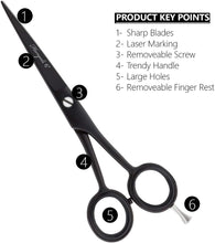 Haryali London Black Professional 6" Hairdressing Barber Scissors Hairdresser Hair Cutting Salon Shears With Fixed Screw