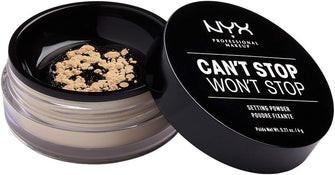 NYX Professional Makeup Can't Stop Won't Stop Setting Powder, Loose Format, Matte Finish, Oil Absorbing, Vegan Formula, Shade: Light Medium